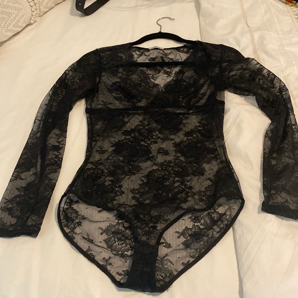 Intimissi black lace bodysuit new never worn
